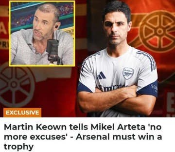 基翁：阿尔特塔别再找借口了 这赛季阿森纳必须要拿冠军